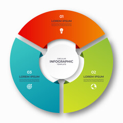 Wall Mural - vector infographic circle. cycle diagram with 3 options. 3-step round chart. can be used for report,