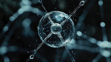 Poster - Close-Up of an Atom with Hydrogen Elements
