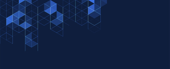 Poster - Abstract geometric background with isometric. Digital cube isometric on blue background.