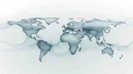 Poster - World map with abstract lines, representing global connectivity.