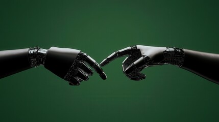 Poster - The intersection of humanity and technology a symbolic touch between robotic hands