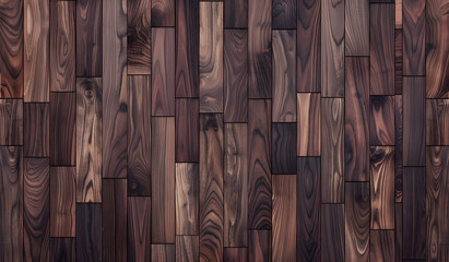 Poster - A seamless background of dark wood flooring, showcasing the natural grain and texture with a warm brown color scheme. 