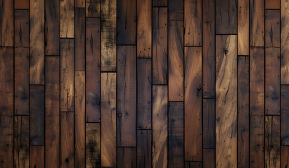 Poster - A seamless background of dark wood flooring, showcasing the natural grain and texture with a warm brown color scheme. 