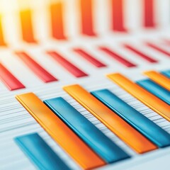 Poster - A vibrant, abstract composition featuring colorful bars arranged in parallel, creating depth and visual interest on a textured background.