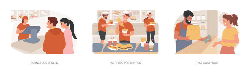 Poster - Fast food restaurant isolated cartoon vector illustrations se