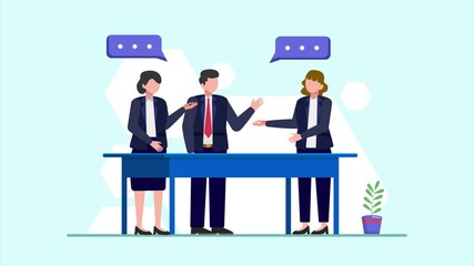 Poster - Animated video Business communication concept. Full length animation illustration. High quality 4k footage