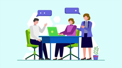 Poster - Animated video Business communication concept. Full length animation illustration. High quality 4k footage