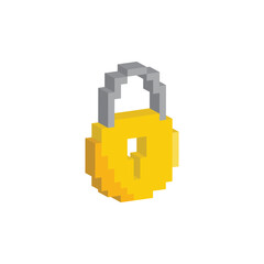 Poster - isometric pixel lock icon vector pixel art for 8 bit game