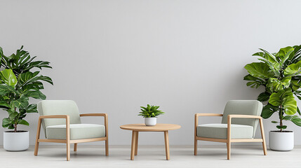 Poster - Modern office space with two chairs and plants creating calm atmosphere