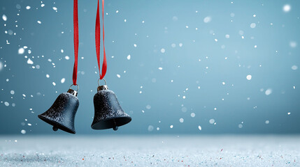 Poster - Bells in silhouette with snowy background create festive atmosphere