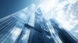 © The Little Hut - Modern Glass Skyscraper Reflecting Blue Sky and White Clouds in Urban Landscape : Generative AI