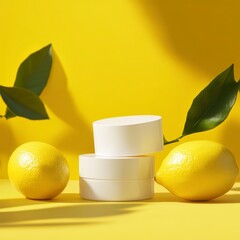 lemons with skincare product