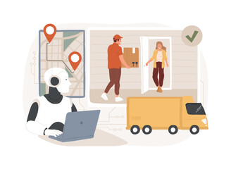 Poster - AI-Supported Last-Mile Delivery abstract concept vector illustration.