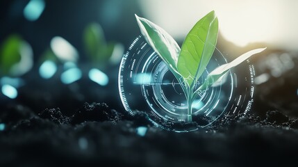Poster - Technology-Enhanced Green Plant Growing with Futuristic Digital Interface in Soil : Generative AI