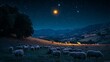 © Sandris Veveris - Shepherds with sheep under starry night sky