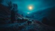 © Sandris Veveris - Shepherd and sheep under bright star at dawn