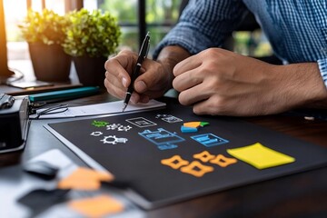 Poster - A diverse team of professionals collaborating on a digital strategy project in a modern, high-tech office