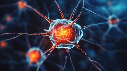 Poster - Close Up Of Neural Network With Glowing Connections Suggests Intelligence And Technology : Generative AI