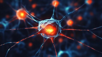 Poster - Colorful Neurons Network with Glowing Connections in Dark Background : Generative AI