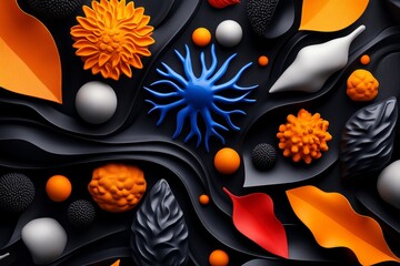 Aufkleber - Abstract minimalist illustration of a stem cell and its potential differentiation paths, with simple, geometric representations of each cell type, capturing the adaptability of stem cells in