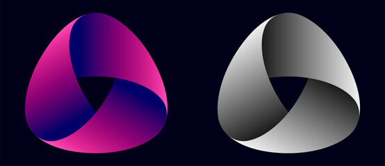 Wall Mural - abstract vector illustration with swirl triangle like moebius ribbon. blue with purple colors and gr