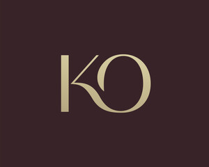 KO letter logo icon design. Classic style luxury initials monogram.