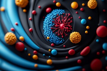 Aufkleber - Pixel art of a stem cell transforming into different cell types, with colorful, pixelated depictions of neurons, blood cells, and skin cells in a retro, 8-bit style, capturing the charm of early
