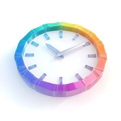 Wall Mural - Colorful 3D Abstract Clock on White Background