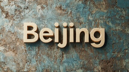 Poster - Beige Beijing City symbol art poster.