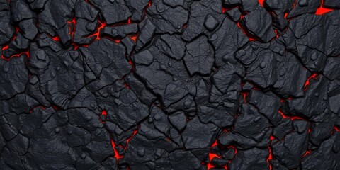 Dark, glossy lava rock texture with intricate swirls and flowing patterns, resembling a molten, fiery landscape, volcanic, surface