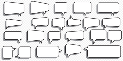 Poster - Retro empty comic speech bubbles set with black halftone shadows. Vintage design, pop art style - stock vector. EPS 10.