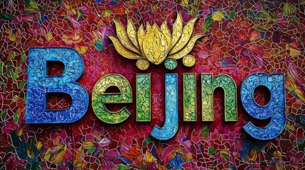 Poster - Colorful Beijing City symbol art poster.