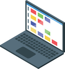 Poster - Laptop displaying project management software with a kanban board organizing tasks for efficient workflow and agile development