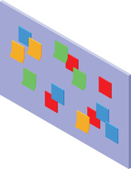 Poster - Colorful sticky notes attached to scrum board representing tasks and progress in agile project management