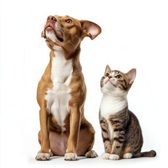 Colored image of a cat and a dog on an isolated white background