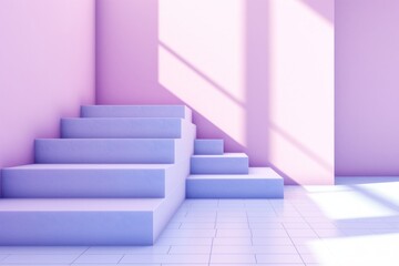 Poster - Abstract composition of pale purple and lavender shapes showcasing light, shadow, minimalism