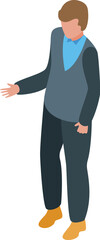 Poster - Businessman showing something with hand gesture isometric icon isolated on white background