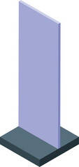 Poster - Purple street banner standing on a square base, isometric view