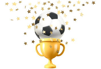 Poster - Winner of the game concept. Soccer ball with golden prize. 3d vector illustration