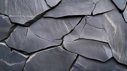 Poster - A close-up of grey stone with fine cracks and grain patterns, perfect for creating a rugged, timeless aesthetic.