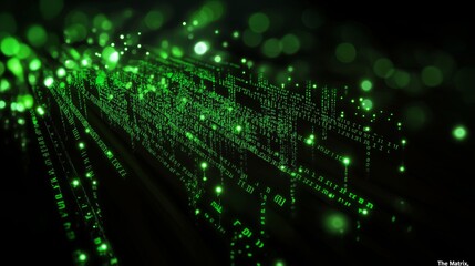 Poster - Falling green digital code resembling 