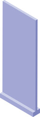 Poster - Light purple advertising stand displaying a blank vertical banner, perfect for showcasing promotional content in an isometric perspective