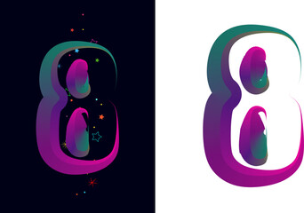 Poster - numbers, gradient number, 3d number