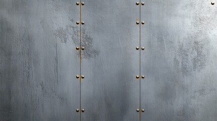 Poster - A grey metallic surface with small rivets and wear marks, offering an industrial and rugged appearance.
