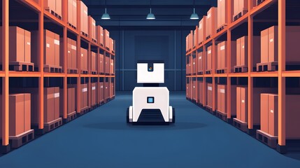 Aufkleber - Modern Robot in Warehouse Management System