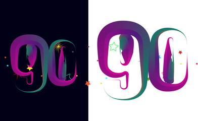 Poster - numbers, gradient number, 3d number