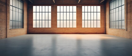 Poster - Bright Spacious Room with Large Windows and Industrial Feel