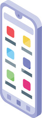 Poster - Modern smartphone displaying multiple colorful app icons on its screen, representing mobile applications and user interface