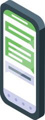 Poster - Mobile phone displaying an online chat conversation with green and gray speech bubbles on bright screen