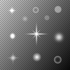 Wall Mural - Collection of various light effects on a transparent background.